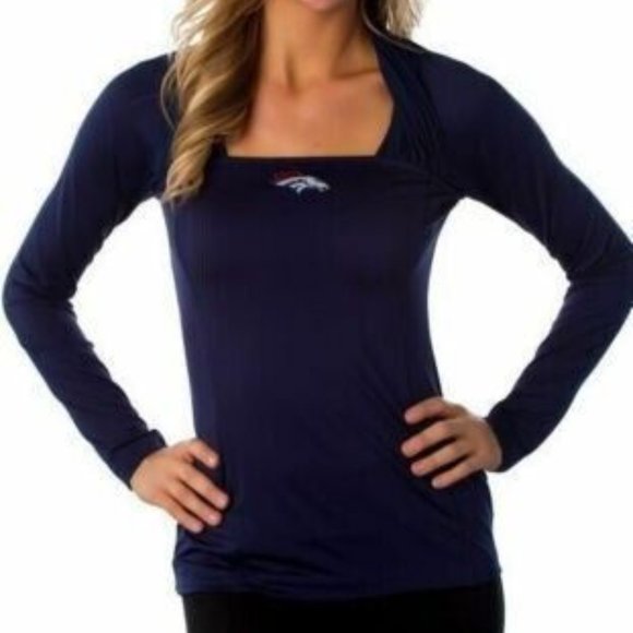 All Sport Couture NFL Womens Denver Broncos Red Zone Blue Shirt New With Tags - Picture 1 of 6
